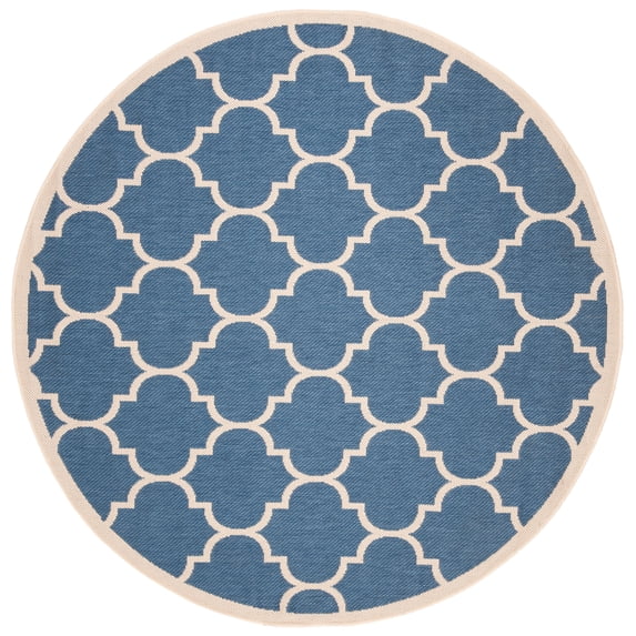Safavieh Courtyard Alyssa Geometric Indoor/Outdoor Area Rug, Blue/Beige, 4' x 4' Round