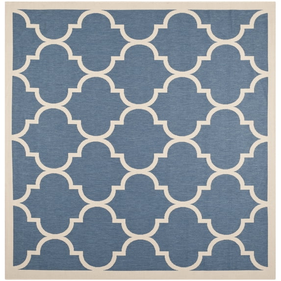 Safavieh Courtyard Alyssa Geometric Indoor/Outdoor Area Rug, Blue/Beige, 7'10" x 7'10" Square