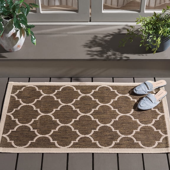 Safavieh Courtyard Alyssa Geometric Indoor/Outdoor Area Rug, Brown/Bone, 2'7" x 5'