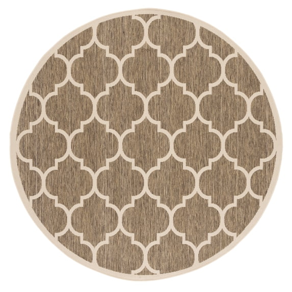 Safavieh Courtyard Alyssa Geometric Indoor/Outdoor Area Rug, Brown/Bone, 6'7" x 6'7" Round