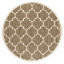 SAFAVIEH Courtyard Alyssa Geometric Indoor/Outdoor Area Rug, Brown/Bone, 6'7" x 6'7" Round