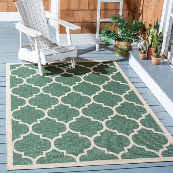Safavieh Courtyard Alyssa Geometric Indoor/Outdoor Area Rug, Dark Green/Beige, 2'7" x 5'