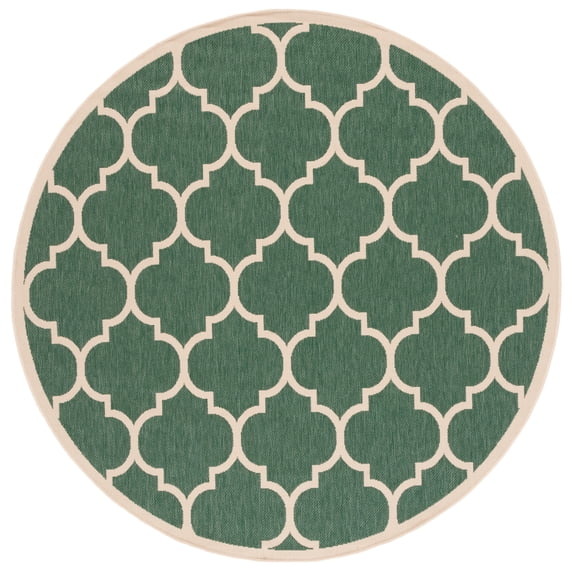 Safavieh Courtyard Alyssa Geometric Indoor/Outdoor Area Rug, Dark Green/Beige, 6'7" x 6'7" Round