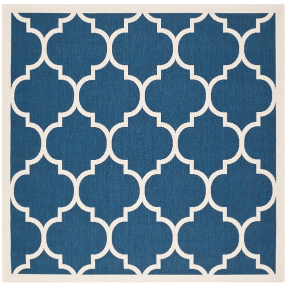 Safavieh Courtyard Alyssa Geometric Indoor/Outdoor Area Rug, Navy/Beige, 5'3" x 5'3" Square