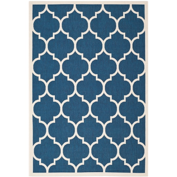 Safavieh Courtyard Alyssa Geometric Indoor/Outdoor Area Rug, Navy/Beige, 5'3" x 7'7"