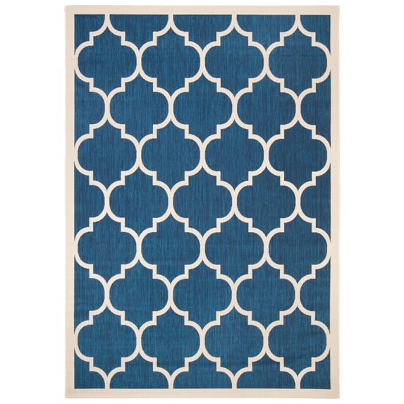 Safavieh Courtyard Alyssa Geometric Indoor/Outdoor Area Rug, Navy/Beige, 6'7" x 9'6"