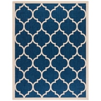 SAFAVIEH Courtyard Alyssa Geometric Indoor/Outdoor Area Rug, Navy/Beige, 8' x 10'