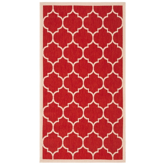Safavieh Courtyard Alyssa Geometric Indoor/Outdoor Area Rug, Red/Bone, 2'7" x 5'