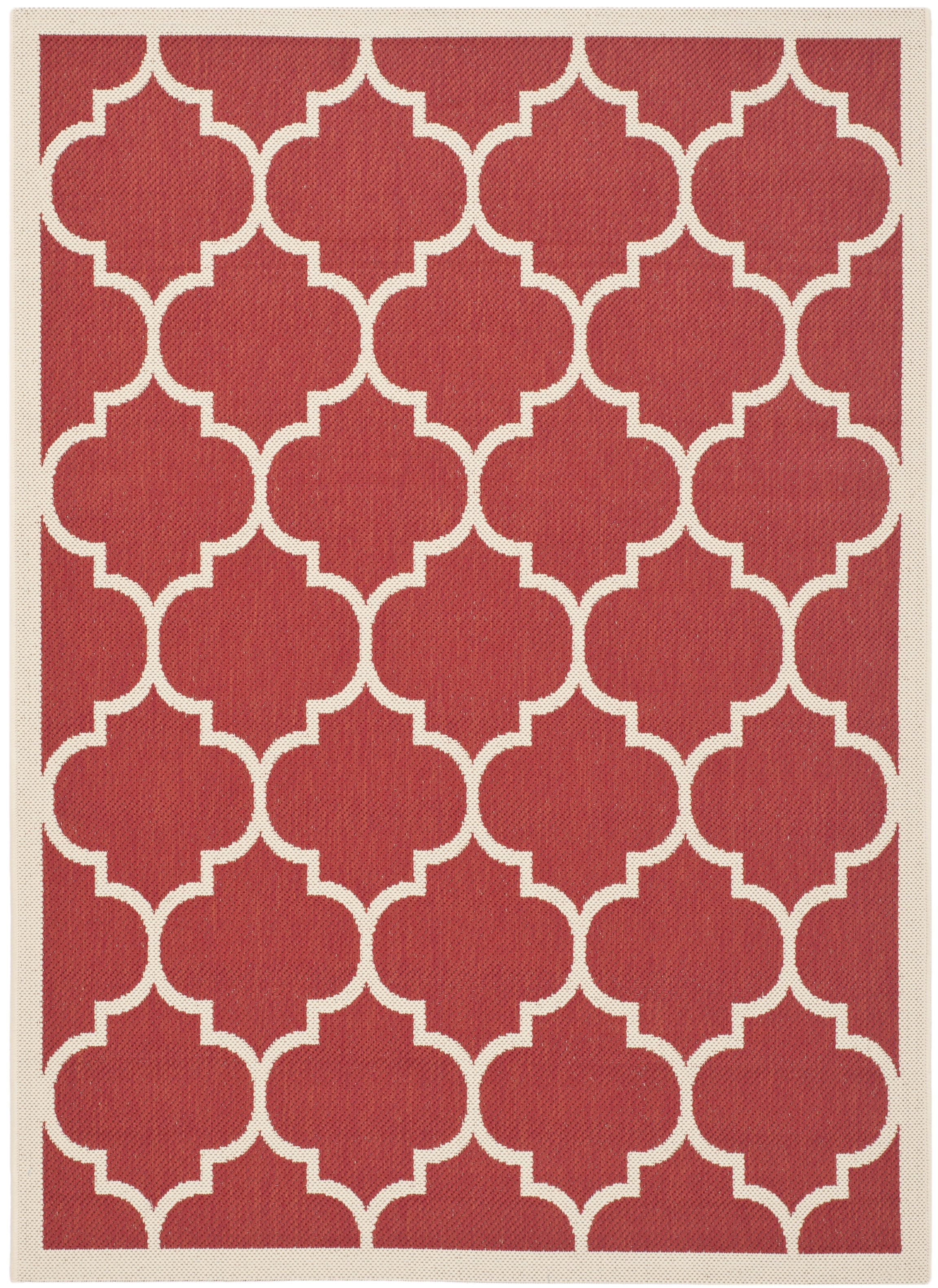 Safavieh Courtyard Alyssa Geometric Indoor/Outdoor Area Rug, Red/Bone, 4' x 5'7"