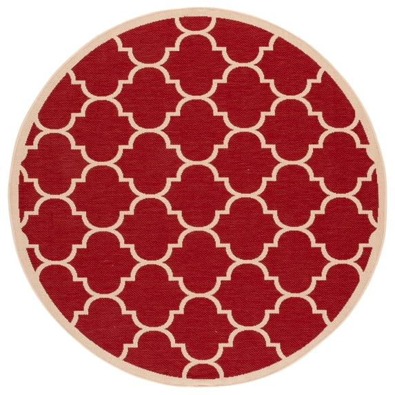 Safavieh Courtyard Alyssa Geometric Indoor/Outdoor Area Rug, Red/Bone, 5'3" x 5'3" Round