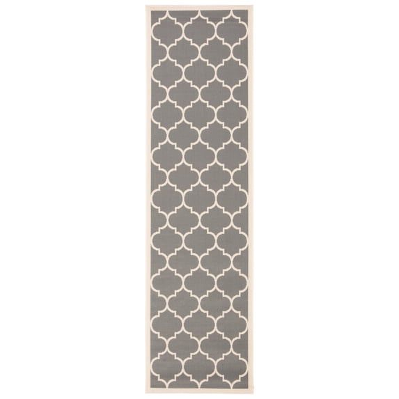 Safavieh Courtyard Alyssa Geometric Indoor/Outdoor Runner Rug, Anthracite/Beige, 2'3" x 12'