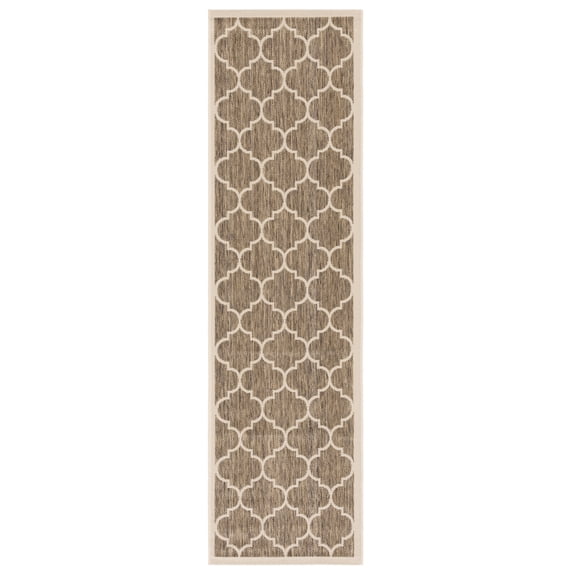 Safavieh Courtyard Alyssa Geometric Indoor/Outdoor Runner Rug, Brown/Bone, 2'3" x 8'