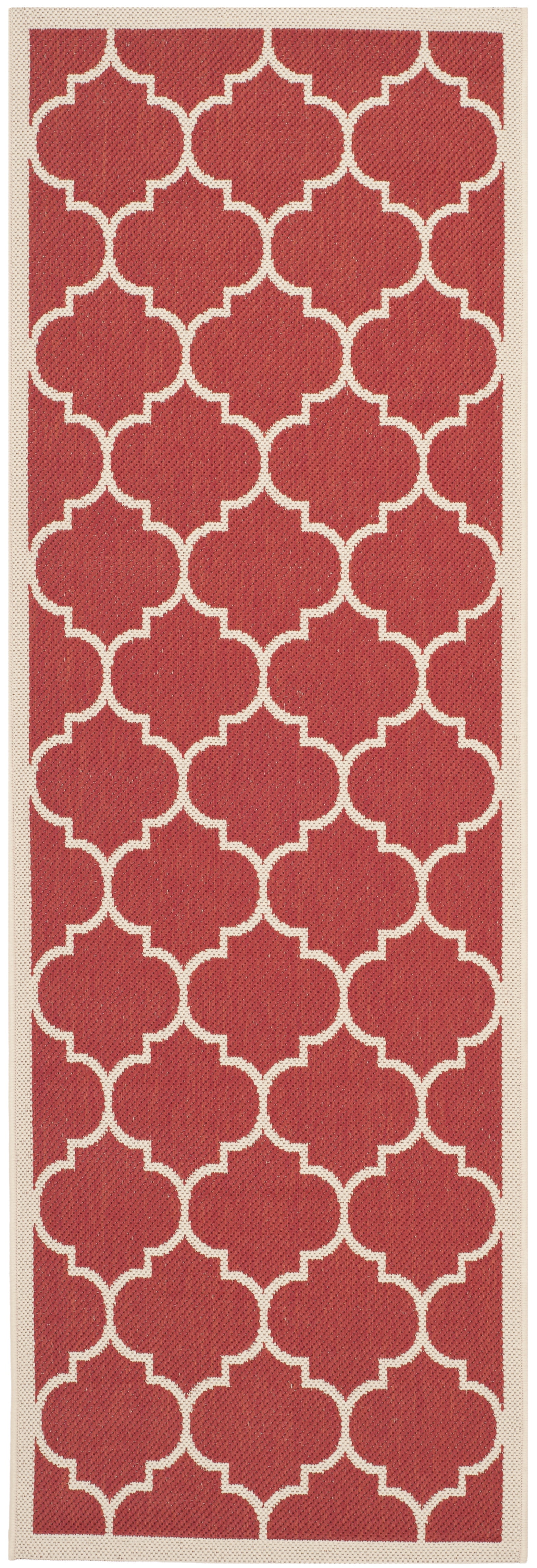Safavieh Courtyard Alyssa Geometric Indoor/Outdoor Runner Rug, Red/Bone, 2'3" x 10'