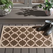 SAFAVIEH Courtyard Amanda Geometric Indoor/Outdoor Area Rug, 2'7" x 5', Brown/Bone