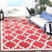 SAFAVIEH Courtyard Amanda Geometric Indoor/Outdoor Area Rug, 2' x 3'7", Red/Bone