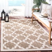 SAFAVIEH Courtyard Amanda Geometric Indoor/Outdoor Area Rug, 5'3" x 7'7", Brown/Bone