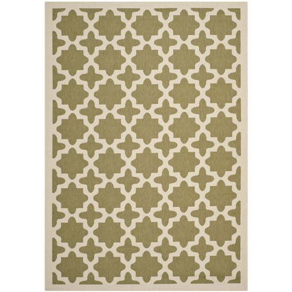 SAFAVIEH Courtyard Amanda Geometric Indoor/Outdoor Area Rug, 5'3" x 7'7", Green/Beige