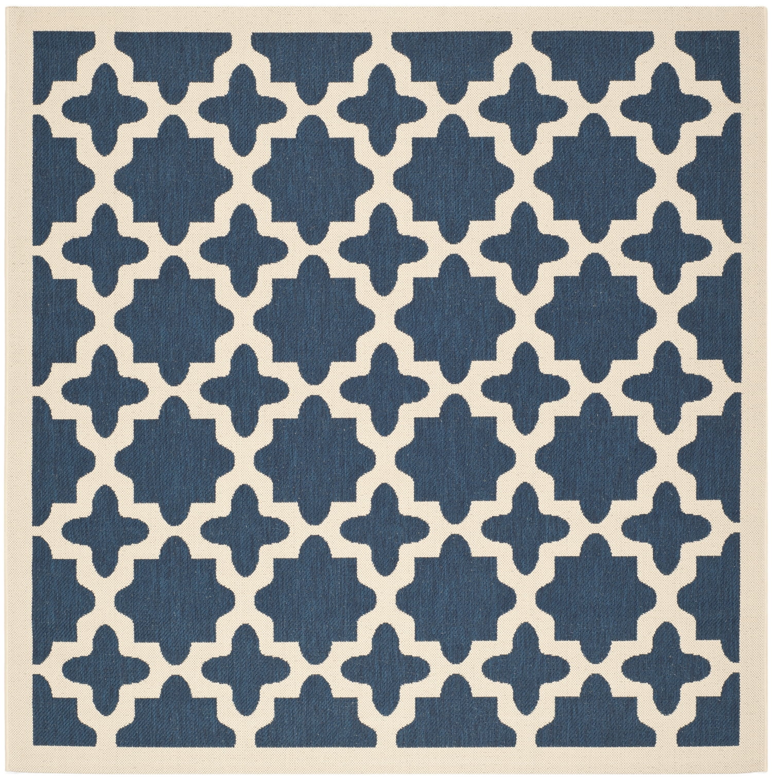 SAFAVIEH Courtyard Amanda Geometric Indoor/Outdoor Area Rug, 6'7" x 6'7" Square, Navy/Beige
