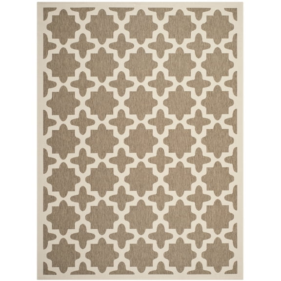 SAFAVIEH Courtyard Amanda Geometric Indoor/Outdoor Area Rug, 8' x 11', Brown/Bone
