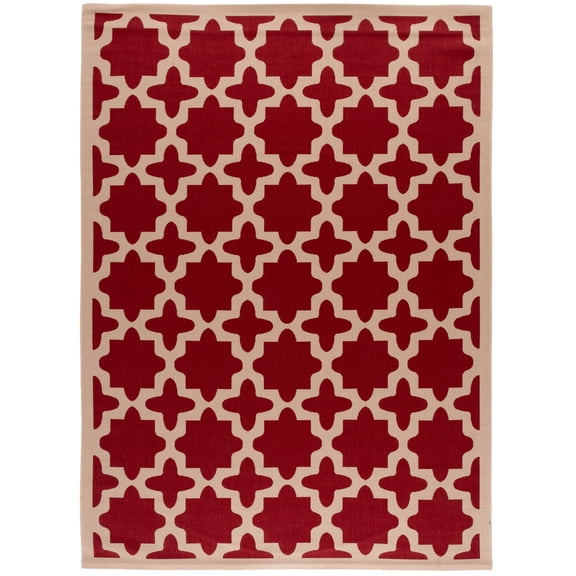 SAFAVIEH Courtyard Amanda Geometric Indoor/Outdoor Area Rug, 8' x 11', Red/Bone