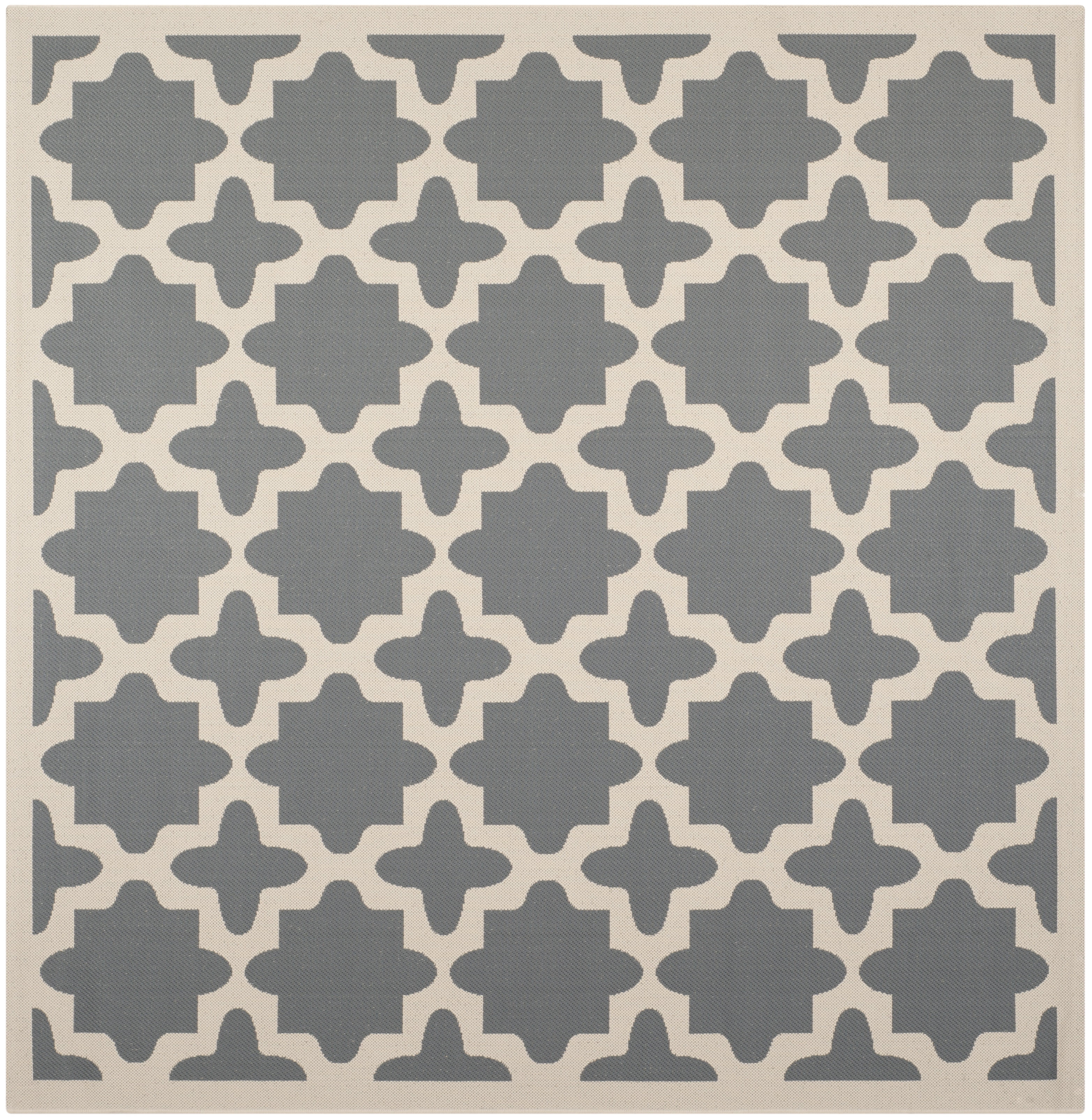 SAFAVIEH Courtyard Amanda Geometric Indoor/Outdoor Area Rug, Anthracite/Beige, 7'10" x 7'10" Square