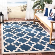 SAFAVIEH Courtyard Amanda Geometric Indoor/Outdoor Area Rug, Navy/Beige, 2' x 3'7"