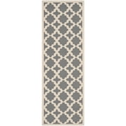 SAFAVIEH Courtyard Amanda Geometric Indoor/Outdoor Runner Rug, 2'3" x 12', Anthracite/Beige