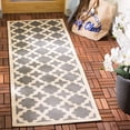 thumbnail image 1 of SAFAVIEH Courtyard Amanda Geometric Indoor/Outdoor Runner Rug, 2'3" x 14', Anthracite/Beige, 1 of 9
