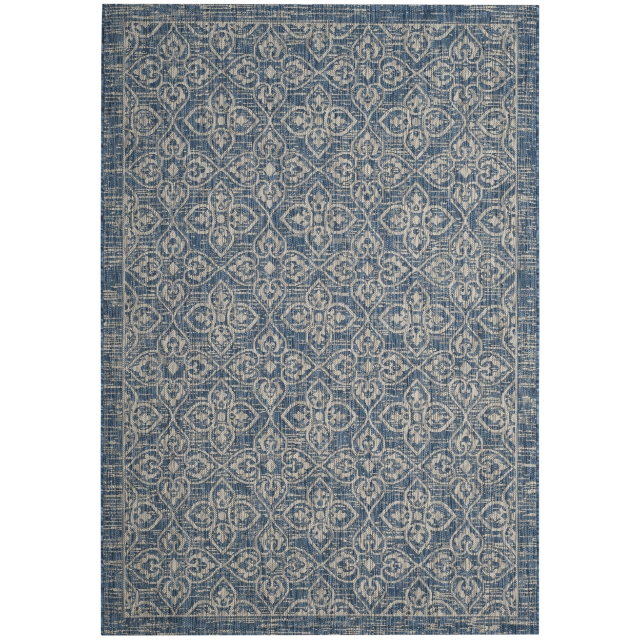 Navy/Grey Synthetic Easy-Care Rectangular Area Rug, 5'3" x 7'7"