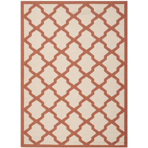 Safavieh Courtyard Amber Geometric Indoor/Outdoor Area Rug, Beige/Terracotta, 5'3" x 7'7"