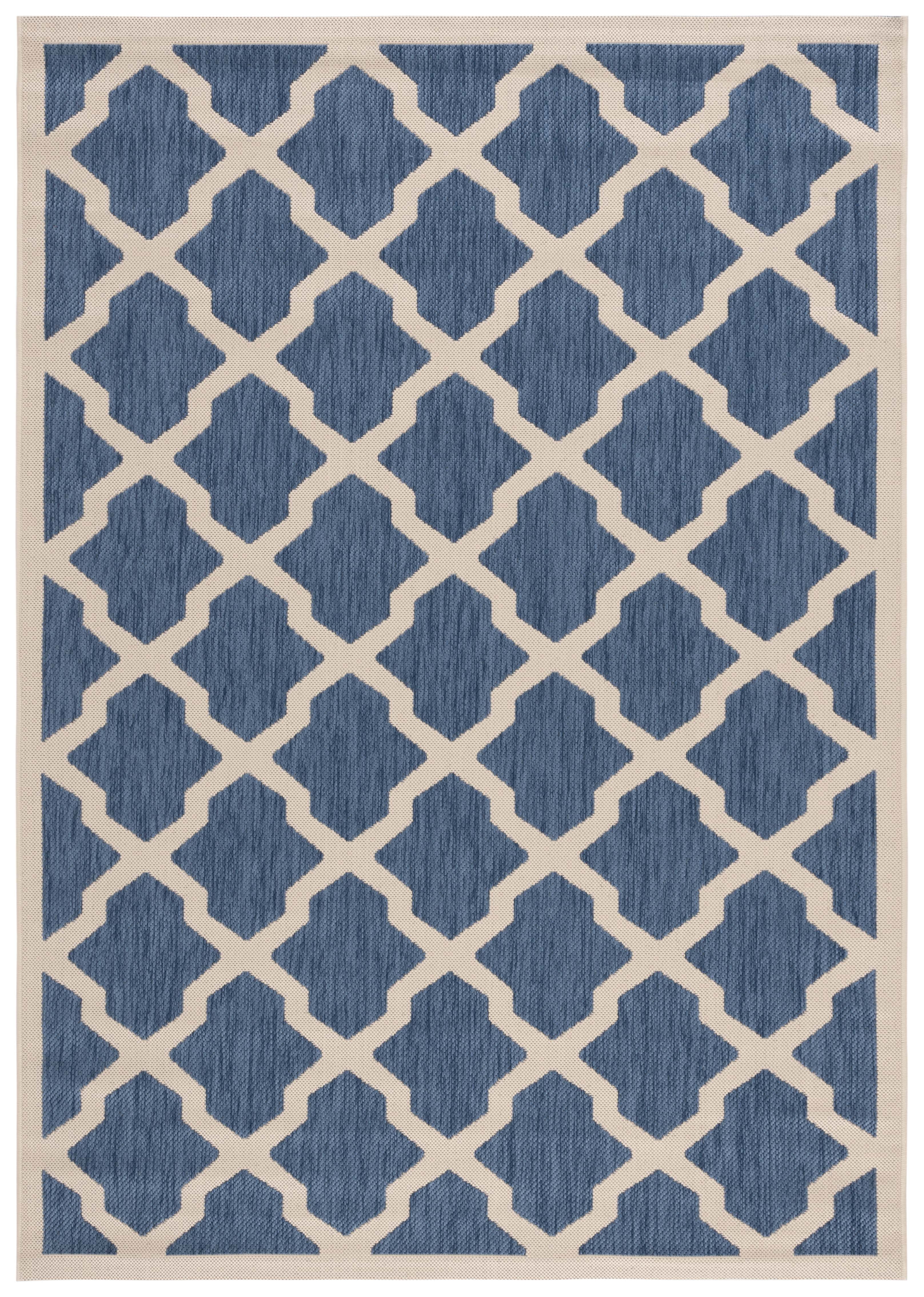 Safavieh Courtyard Amber Geometric Indoor/Outdoor Area Rug, Blue/Beige, 5'3" x 7'7"