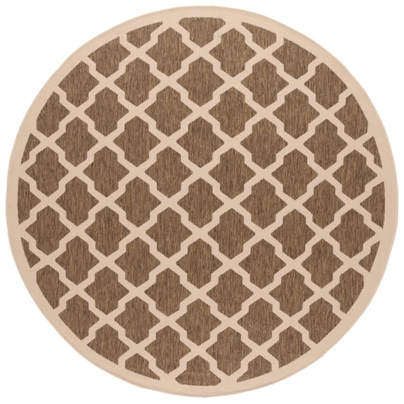 Safavieh Courtyard Amber Geometric Indoor/Outdoor Area Rug, Brown/Bone, 7'10" x 7'10" Round