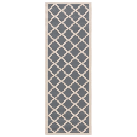 Safavieh Courtyard Amber Geometric Indoor/Outdoor Runner Rug, Anthracite/Beige, 2'3" x 6'7"