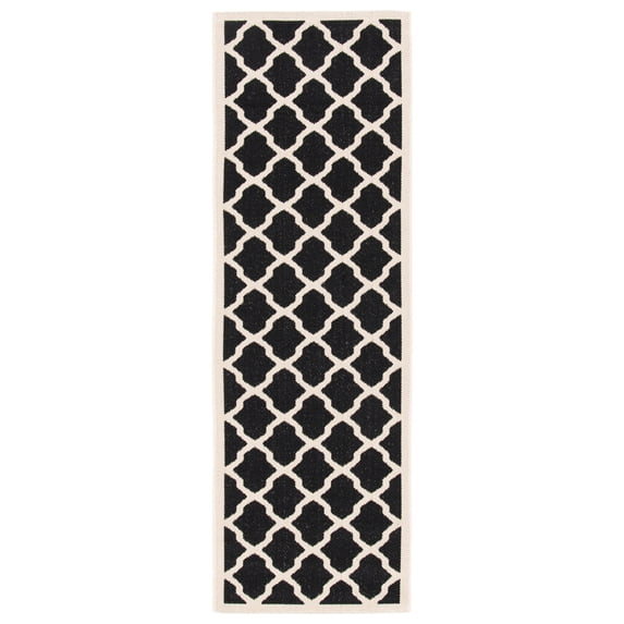 Safavieh Courtyard Amber Geometric Indoor/Outdoor Runner Rug, Black/Beige, 2'3" x 12'
