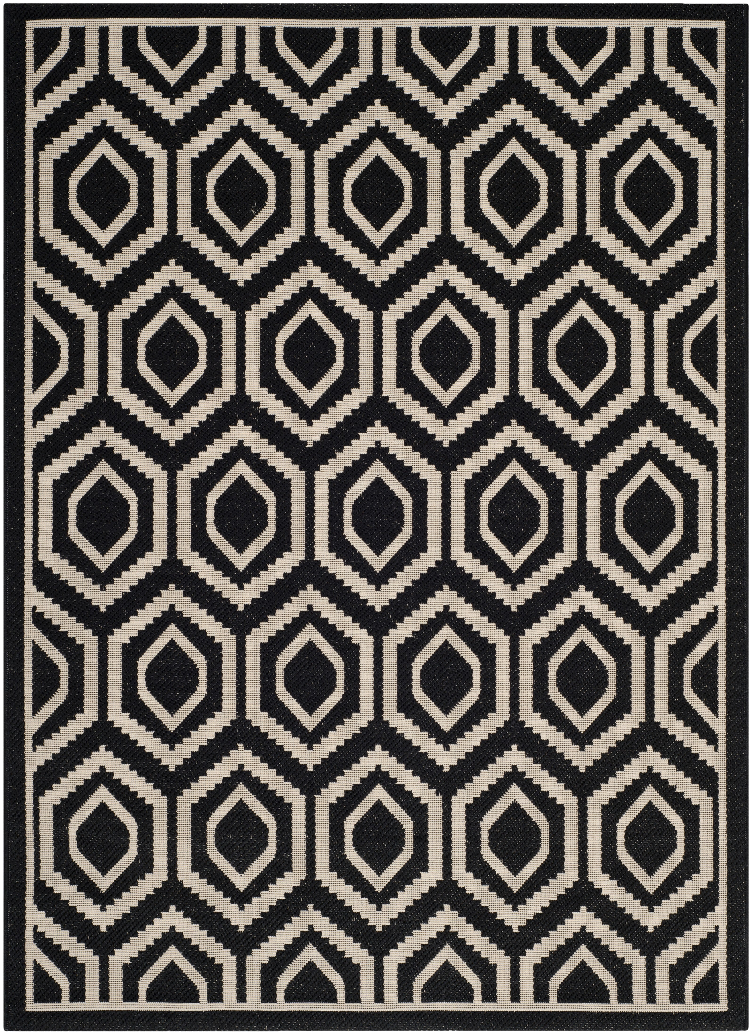 Safavieh Courtyard Amelia Geometric Indoor/Outdoor Area Rug, Black/Beige, 4' x 5'7"