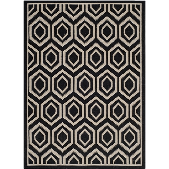 Safavieh Courtyard Amelia Geometric Indoor/Outdoor Area Rug, Black/Beige, 4' x 5'7"