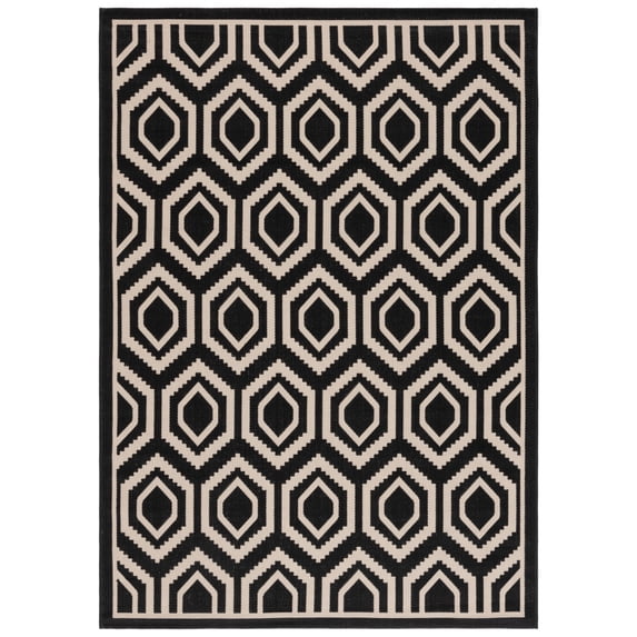 Safavieh Courtyard Amelia Geometric Indoor/Outdoor Area Rug, Black/Beige, 6'7" x 9'6"