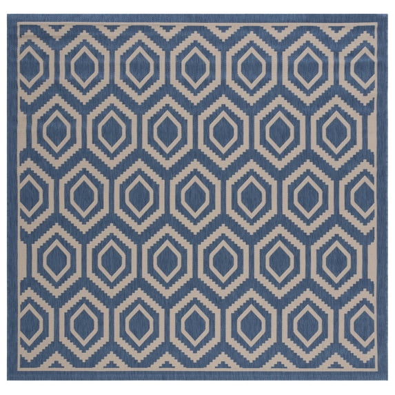 Safavieh Courtyard Amelia Geometric Indoor/Outdoor Area Rug, Blue/Beige, 6'7" x 6'7" Square