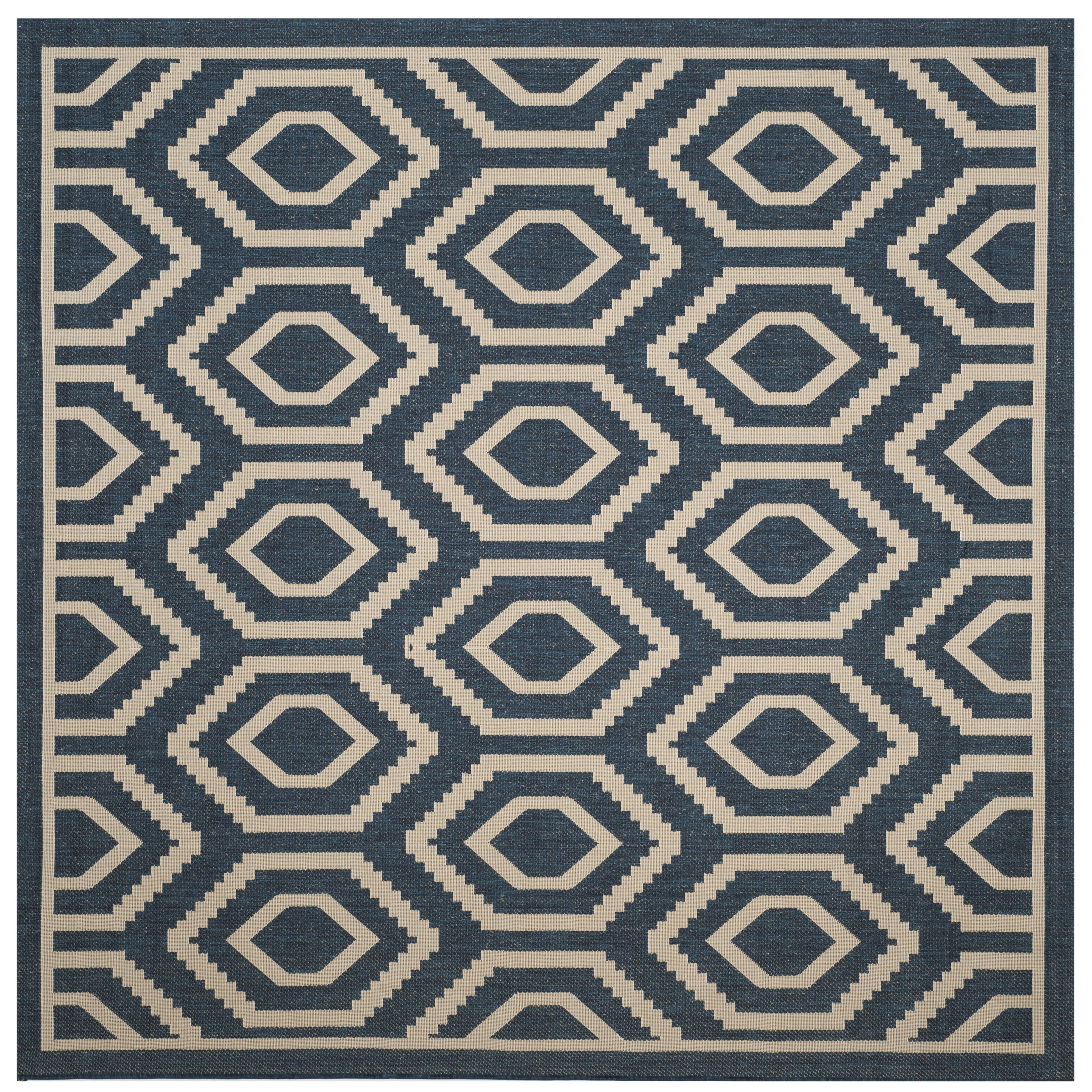 Safavieh Courtyard Amelia Geometric Indoor/Outdoor Area Rug, Navy/Beige, 5'3" x 5'3" Square