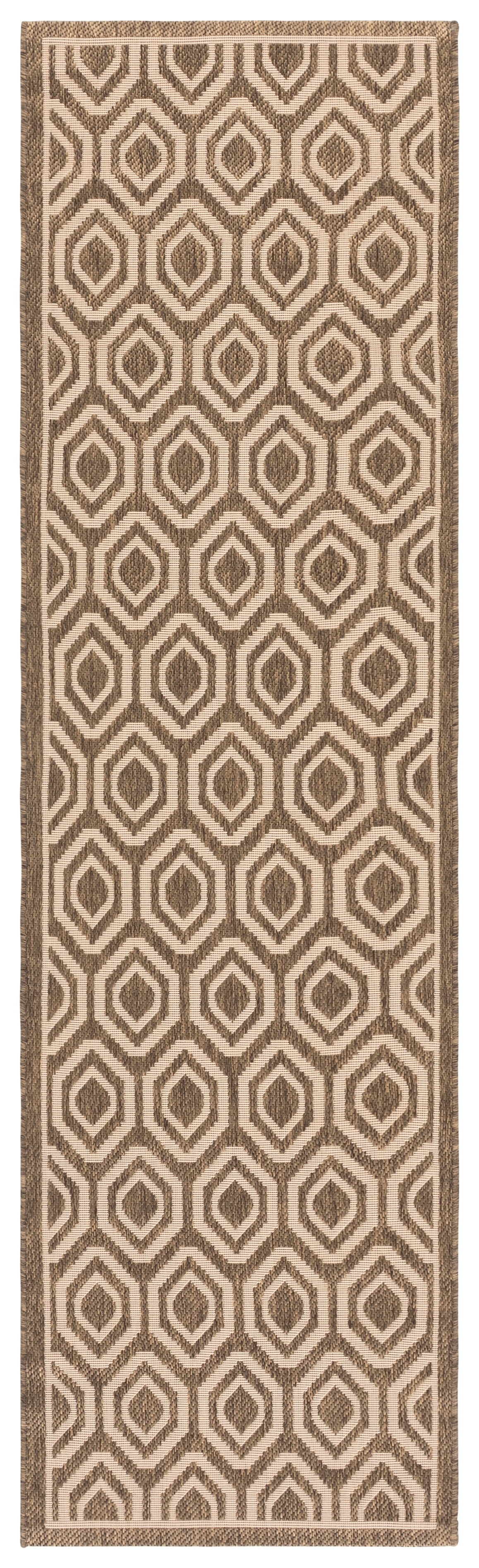 Safavieh Courtyard Amelia Geometric Indoor/Outdoor Runner Rug, Brown/Bone, 2'3" x 8'