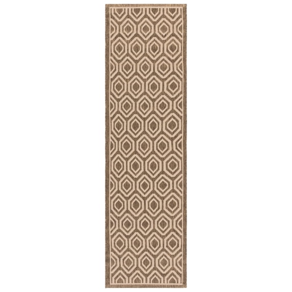 Safavieh Courtyard Amelia Geometric Indoor/Outdoor Runner Rug, Brown/Bone, 2'3" x 8'