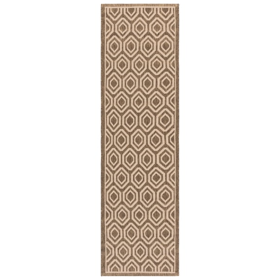 Safavieh Courtyard Amelia Geometric Indoor/Outdoor Runner Rug, Brown/Bone, 2'3" x 8'