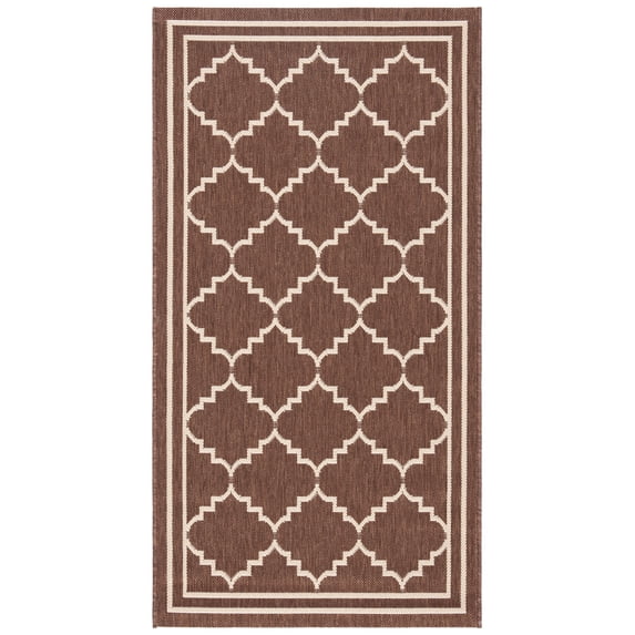 Safavieh Courtyard Amy Geometric Indoor/Outdoor Area Rug, Chocolate/Cream, 2'7" x 5'