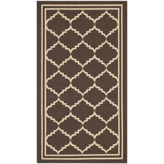 Safavieh Courtyard Amy Geometric Indoor/Outdoor Area Rug, Chocolate/Cream, 2' x 3'7"