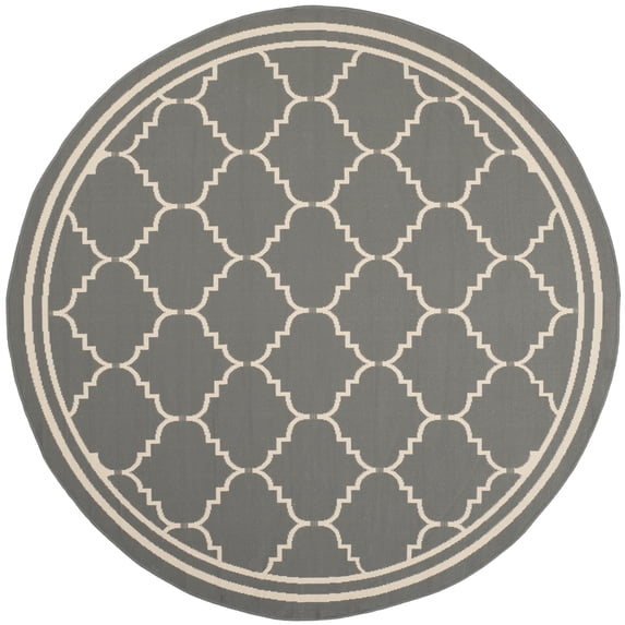 Safavieh Courtyard Amy Geometric Indoor/Outdoor Area Rug, Gray/Beige, 5'3" x 5'3" Round