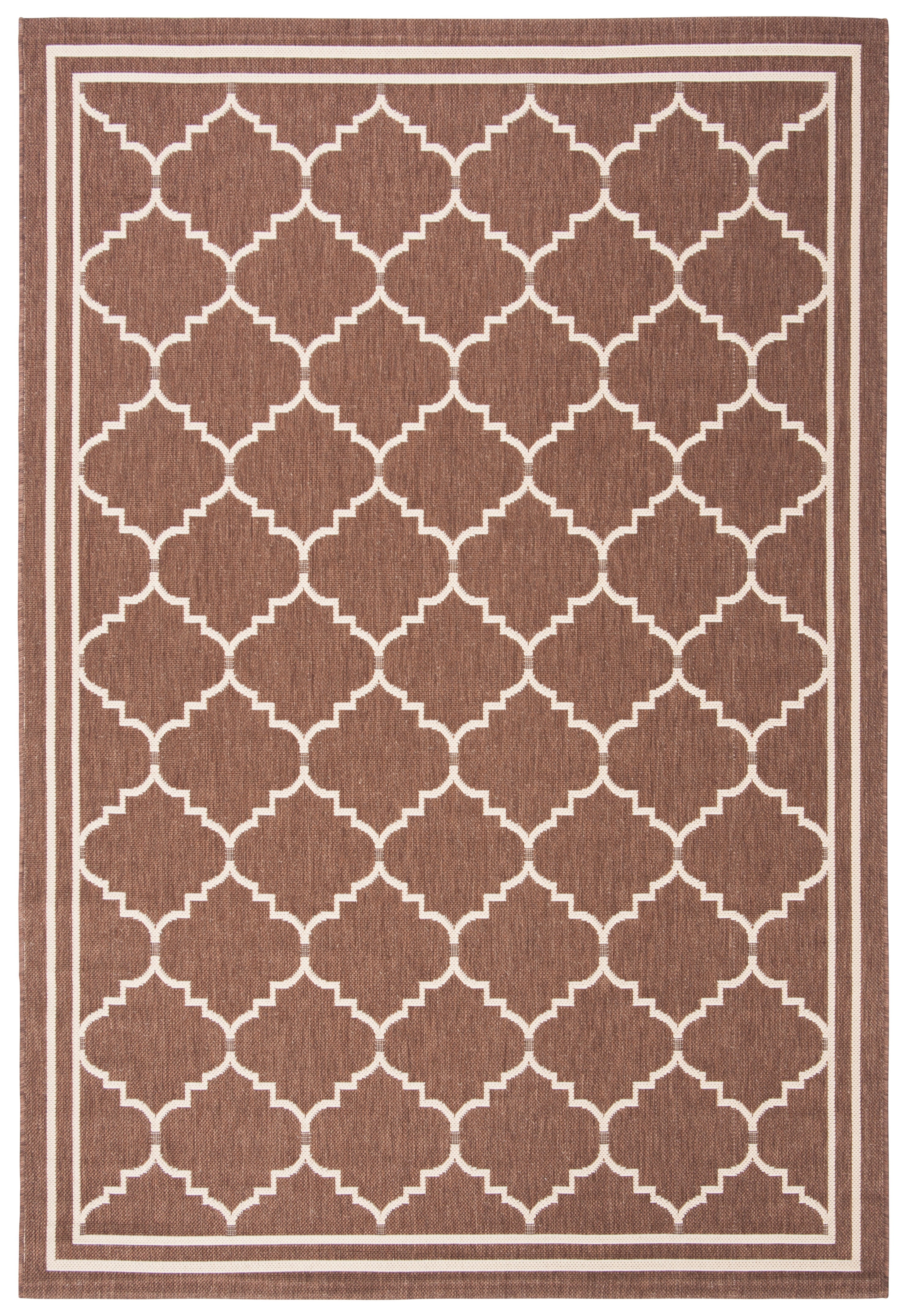 Safavieh Courtyard Amy Geometric Indoor/Outdoor Area Rug, Chocolate/Cream, 5'3" x 7'7"