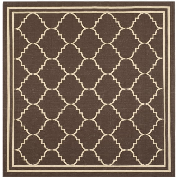 Safavieh Courtyard Amy Geometric Indoor/Outdoor Area Rug, Chocolate/Cream, 6'7" x 6'7" Square