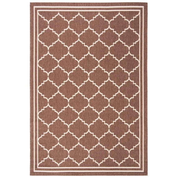 Safavieh Courtyard Amy Geometric Indoor/Outdoor Area Rug, Chocolate/Cream, 6'7" x 9'6"