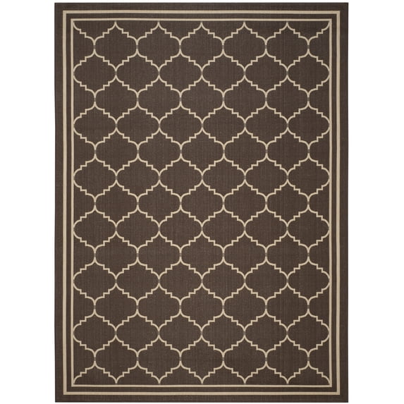 Safavieh Courtyard Amy Geometric Indoor/Outdoor Area Rug, Chocolate/Cream, 8' x 11'
