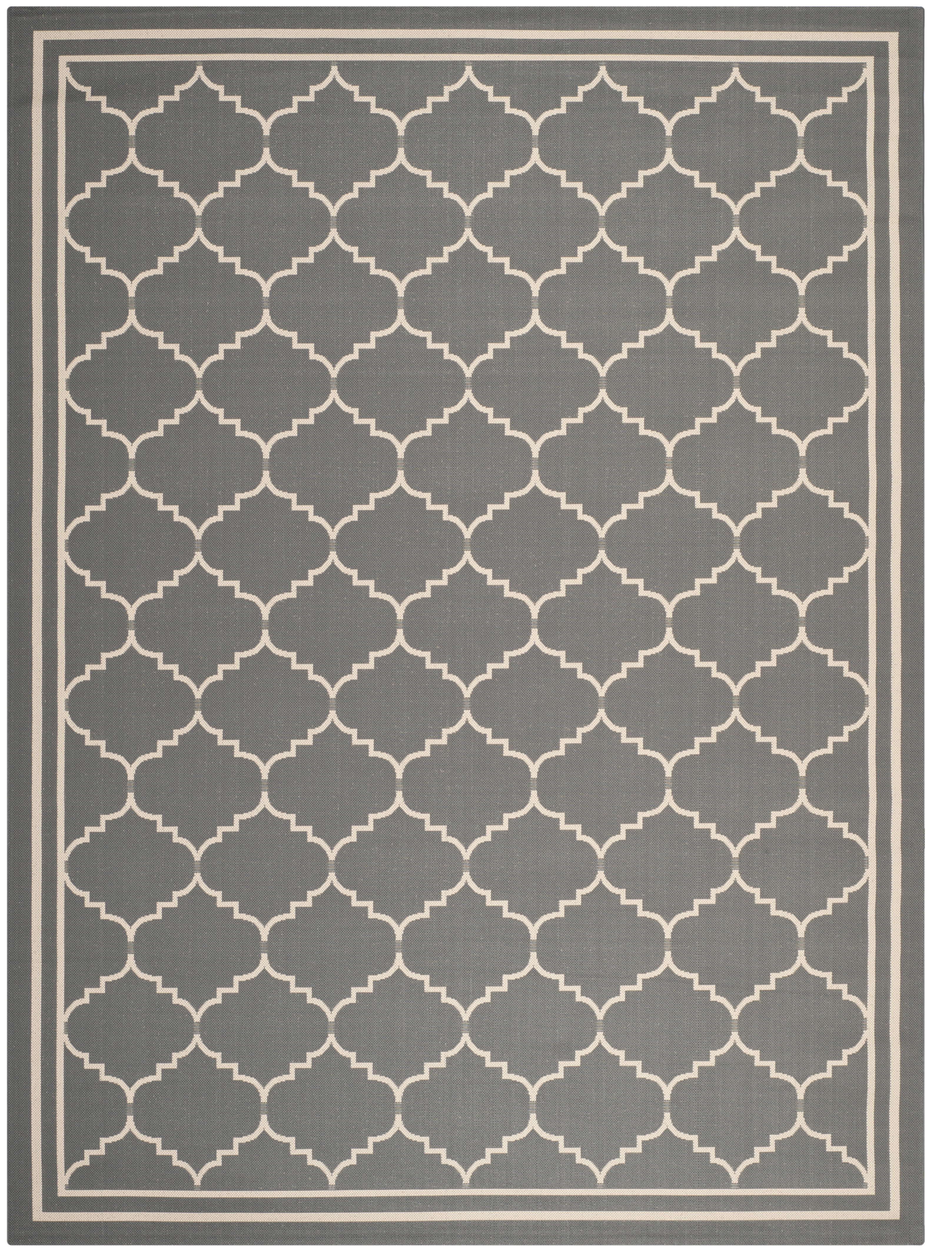 Elegant Grey and Beige Synthetic 8' x 11' Indoor/Outdoor Rug